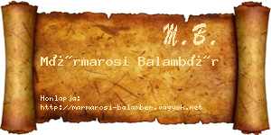 Mármarosi Balambér névjegykártya